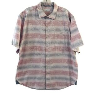 Tommy Bahama Cotton Men’s Button Up Shirt Monstera Floral Size Large